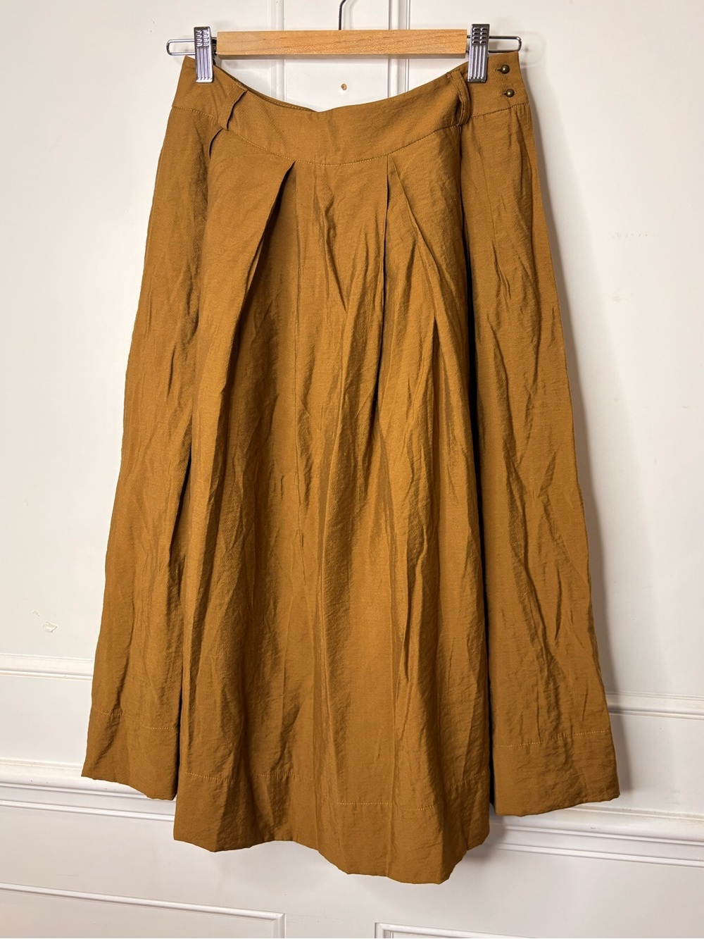Prairie A-Line Midi Skirt in Mustard Brown